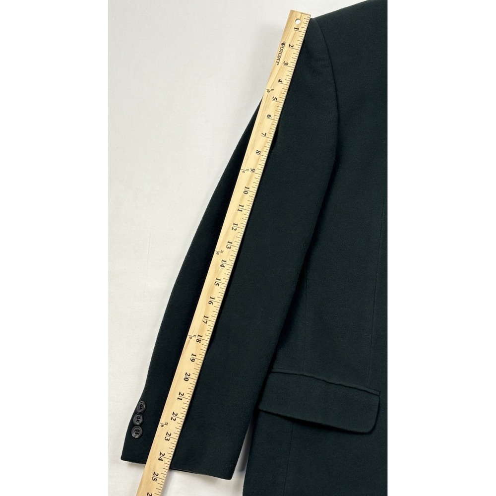 VTG 90s Structure Flannel Wool/Cashmere Ventless Sport Coat Forest Green M EUC - Picture 9 of 10